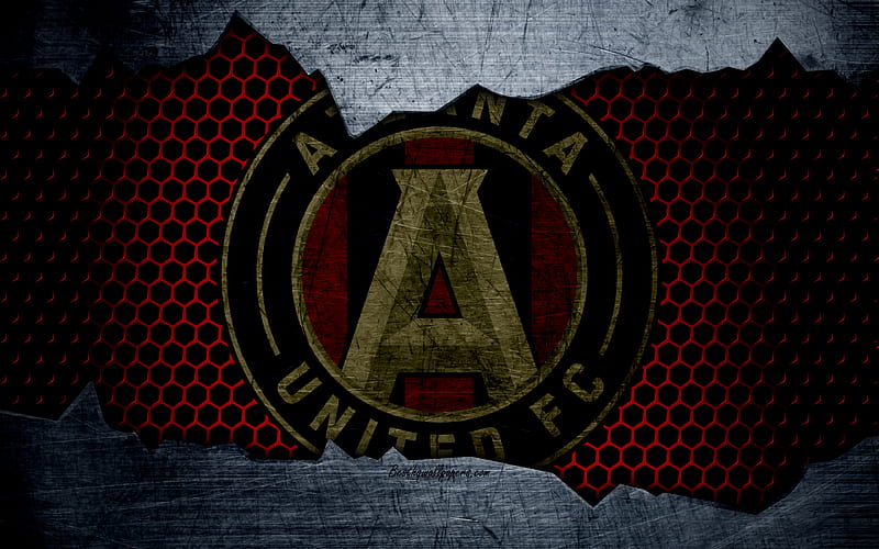 Atlanta United logo, MLS, soccer, Eastern Conference, football club, USA, grunge, metal texture, Atlanta United FC, HD wallpaper