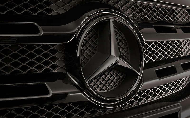 Mercedes-Benz logo, close-up, radiator grille, cars brands, Mercedes 3D logo, Mercedes-Benz, HD wallpaper
