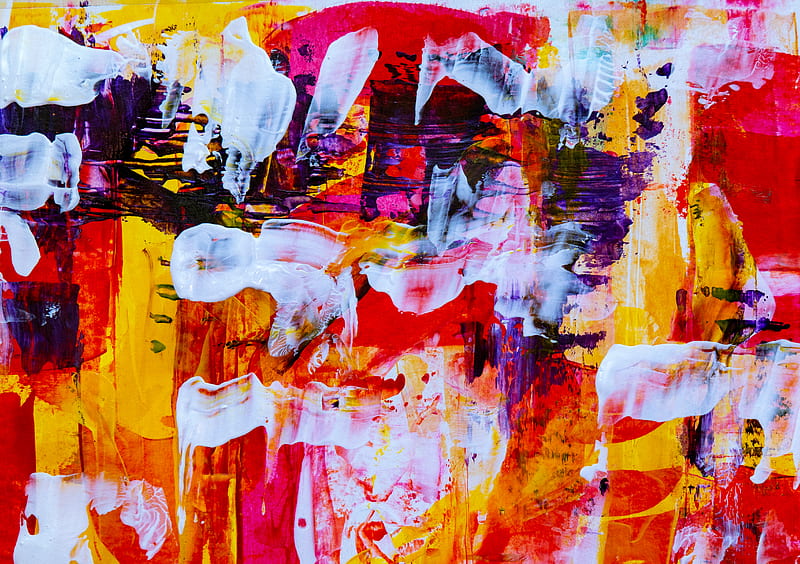 White, Pink, Yellow, and Purple Abstract Painting, HD wallpaper
