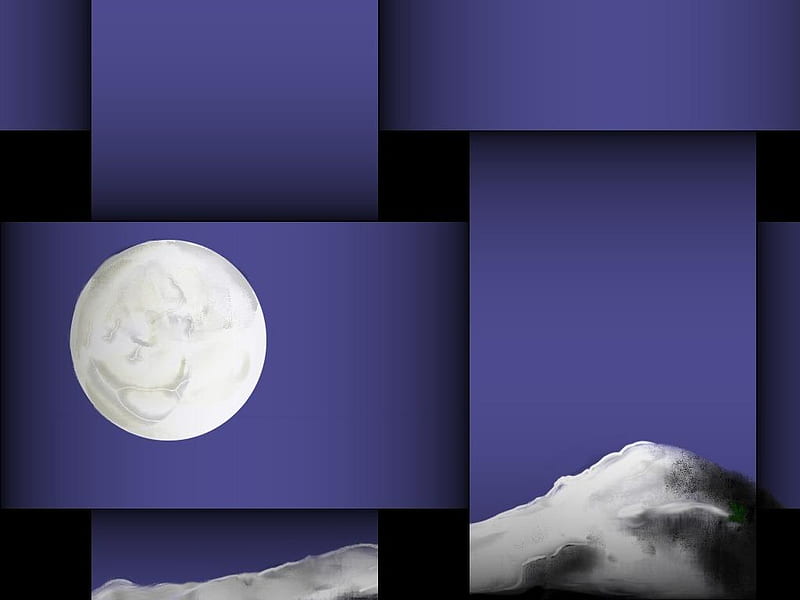woven moon, moon, abstract, woven, mountains, HD wallpaper