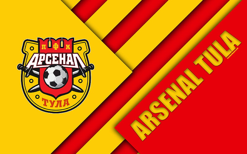 Arsenal Tula FC material design, yellow red abstraction, logo, Russian football club, Tula, Russia, football, Russian Premier League, HD wallpaper