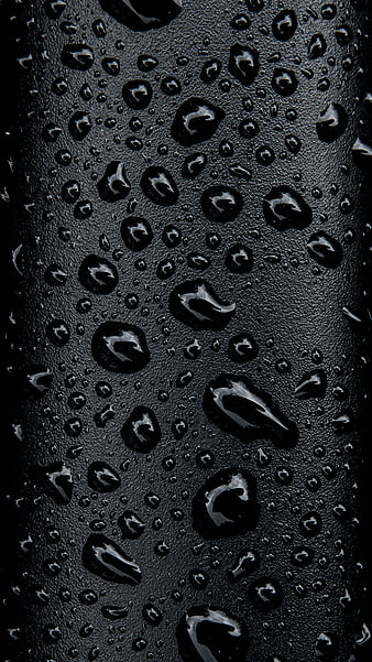Black Water Droplets, black, dark, droplets, drops, rain, simple, water, wet, HD phone wallpaper