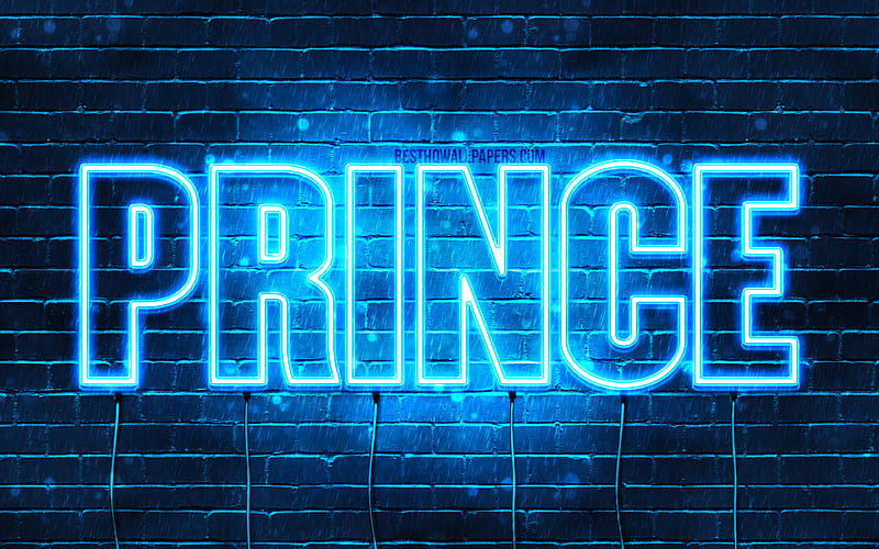 Prince with names, horizontal text, Prince name, blue neon lights, with Prince name, HD wallpaper