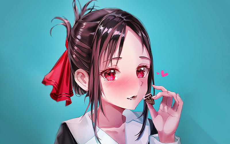 Kaguya Shinomiya, girl with candy, Kaguya-sama Love Is War, protagonist, artwork, manga, Kaguya-sama wa Kokurasetai, Shinomiya Kaguya, HD wallpaper