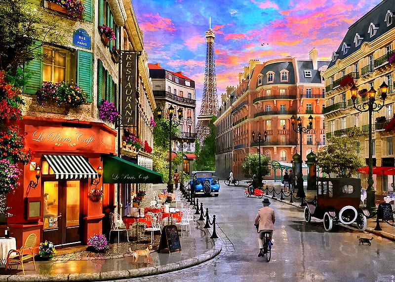 Le Paris Cafe, cafe, france, tower, paris, eiffel, HD wallpaper | Peakpx