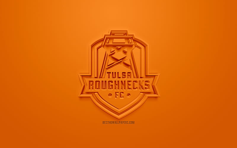 Tulsa Roughnecks FC, creative 3D logo, orange background, 3d emblem, American football club, United States League, Tulsa, Oklahoma, USA, 3d art, football, 3d logo, HD wallpaper