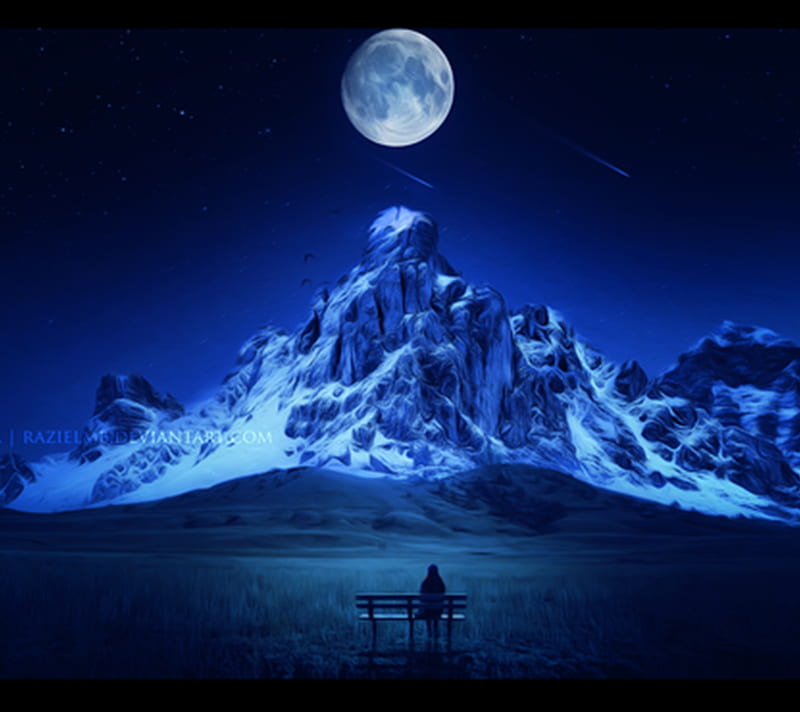 Alone, mature, moon, night, HD wallpaper