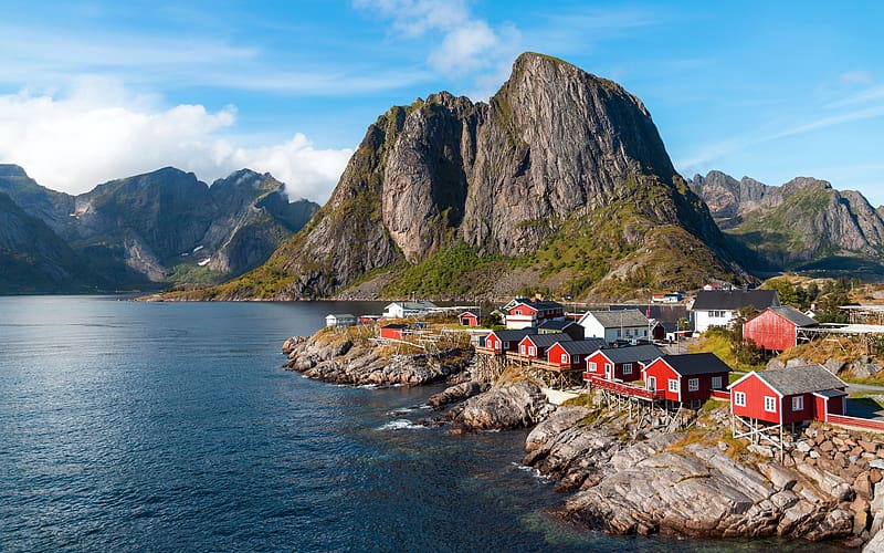 Fishing village Port Travel Hamnoy Norway, HD wallpaper