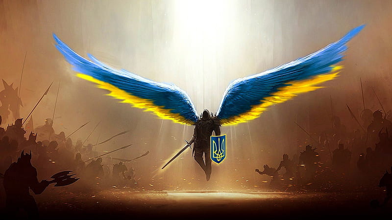 Ангел, fantasy, Ukraine, flag, angel, HD wallpaper
