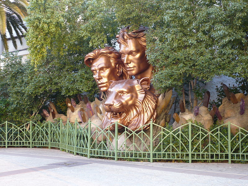 Siegfried and Roy 1, nevada, memorial, casino, graphy, monument, statue, usa, mirage, tribute, las vegas, HD wallpaper