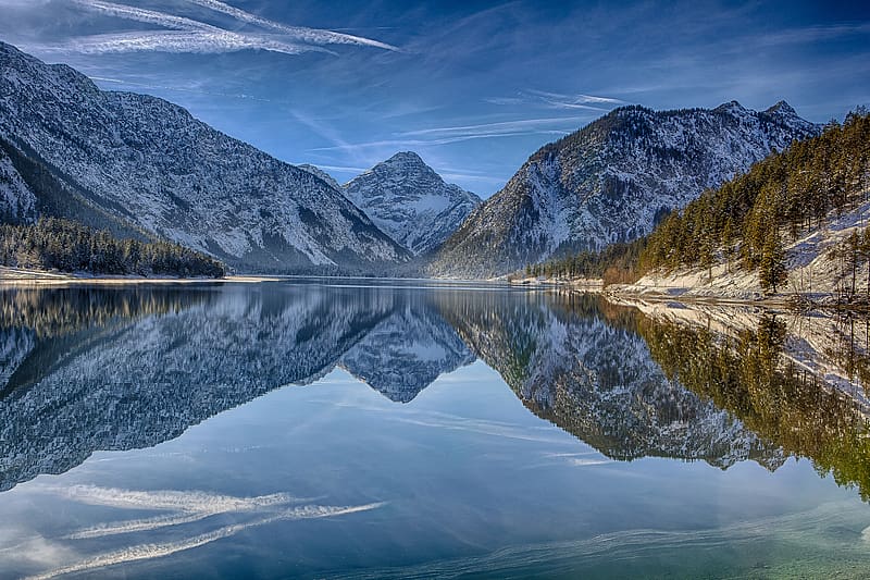 Lakes, Mountain, Lake, Reflection, Austria, Alps, , Tirol, Lake Plansee, HD wallpaper