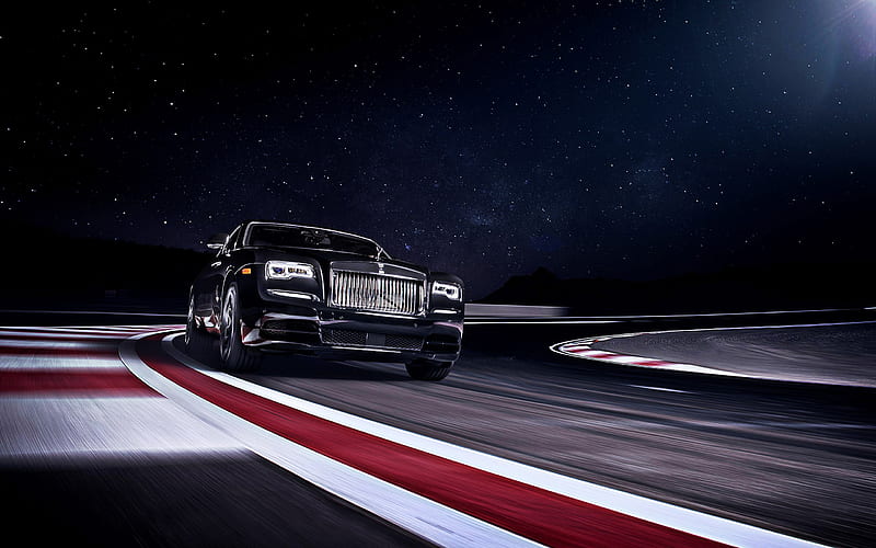 Rolls-Royce Wraith Black Badge, tuning, 2019 cars, raceway, Wraith at night, 2019 Rolls-Royce Wraith Coupe, Rolls-Royce, HD wallpaper