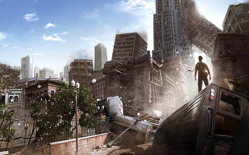 The doomsday After the metropolis-Aftermath world illustrator, HD wallpaper