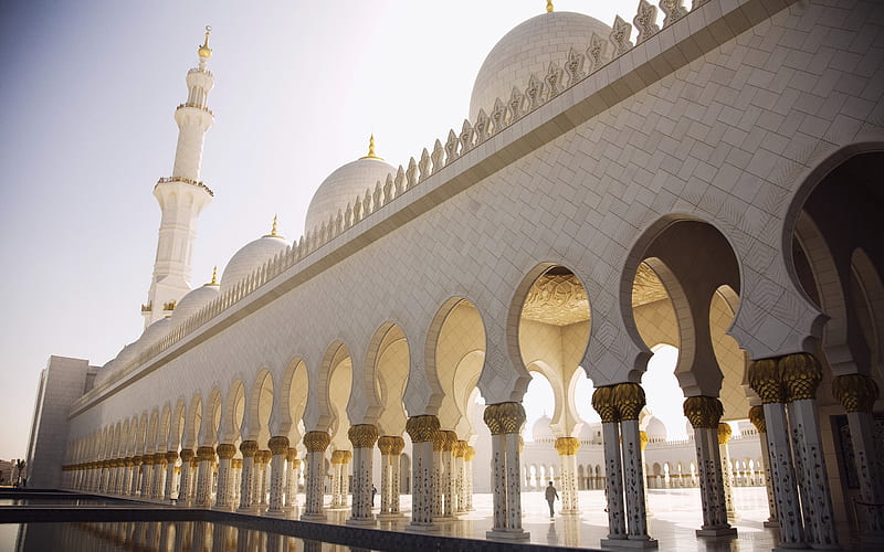 abu dhabi sheikh zayed mosque arches-Cities, HD wallpaper