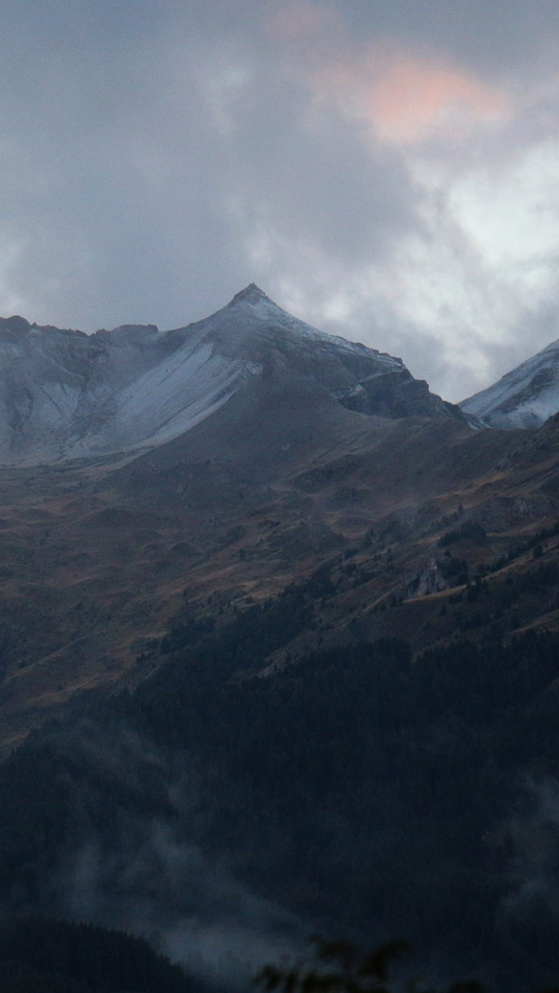 Dawn in Alps, alpes du sud, lever du jour, mist, montagnes, mountains, HD phone wallpaper