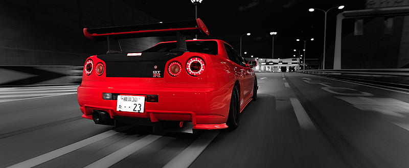 R34 Ultra, Artistic, 3D, Speed, Nissan, RedCar, HD wallpaper