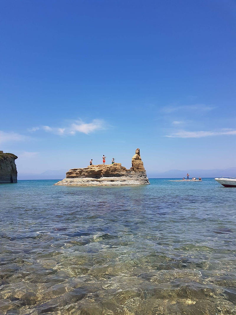 Sidari beach, blue water, corfu, grece, kerkira, sidari, HD phone wallpaper