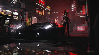 Download wallpaper 1366x768 cyberpunk 2077, samurai jacket, game character,  tablet, laptop, 1366x768 hd background, 29045