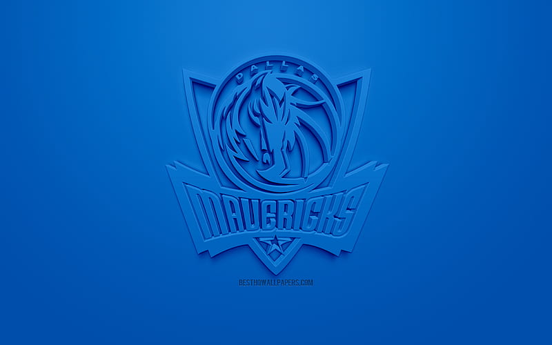 Dallas Mavericks, creative 3D logo, blue background, 3d emblem, American basketball club, NBA, Dallas, Texas, USA, National Basketball Association, 3d art, basketball, 3d logo, HD wallpaper
