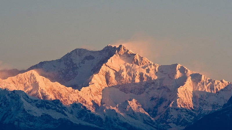 kangchenjunga indian himalayas, sun, snow, wind, mountains, HD wallpaper