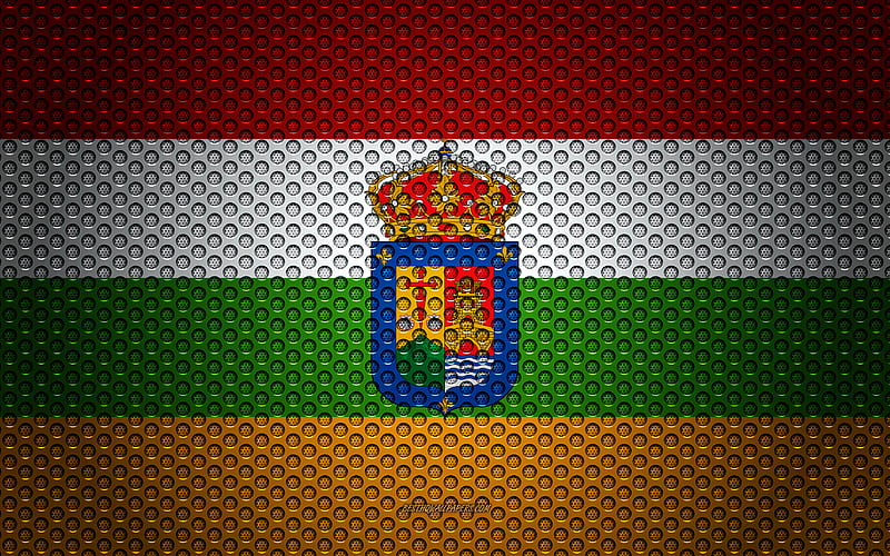 Flag of La Rioja creative art, metal mesh texture, La Rioja flag, national symbol, provinces of Spain, La Rioja, Spain, Europe, HD wallpaper