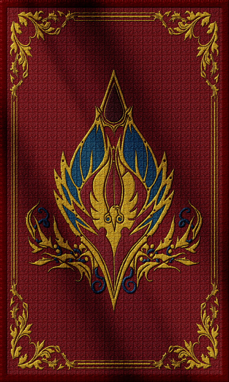 Sindorei banner alt, blood elf, elven, fabric patch, flag, gold, horde, red, silvermoon, warcraft, HD phone wallpaper