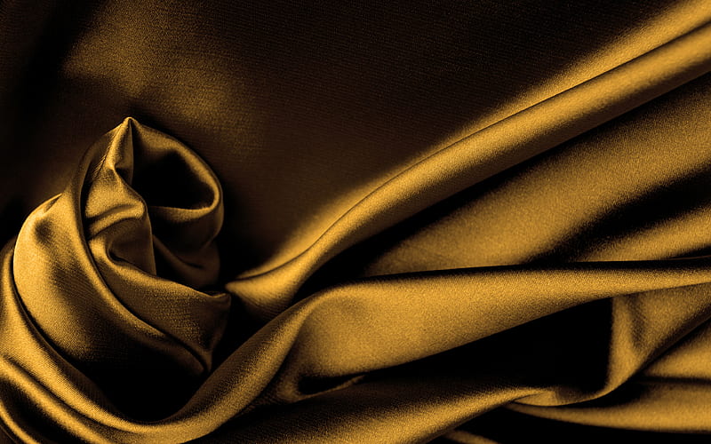 golden silk roll satin textures, silk textures, golden silk background, satin backgrounds, HD wallpaper