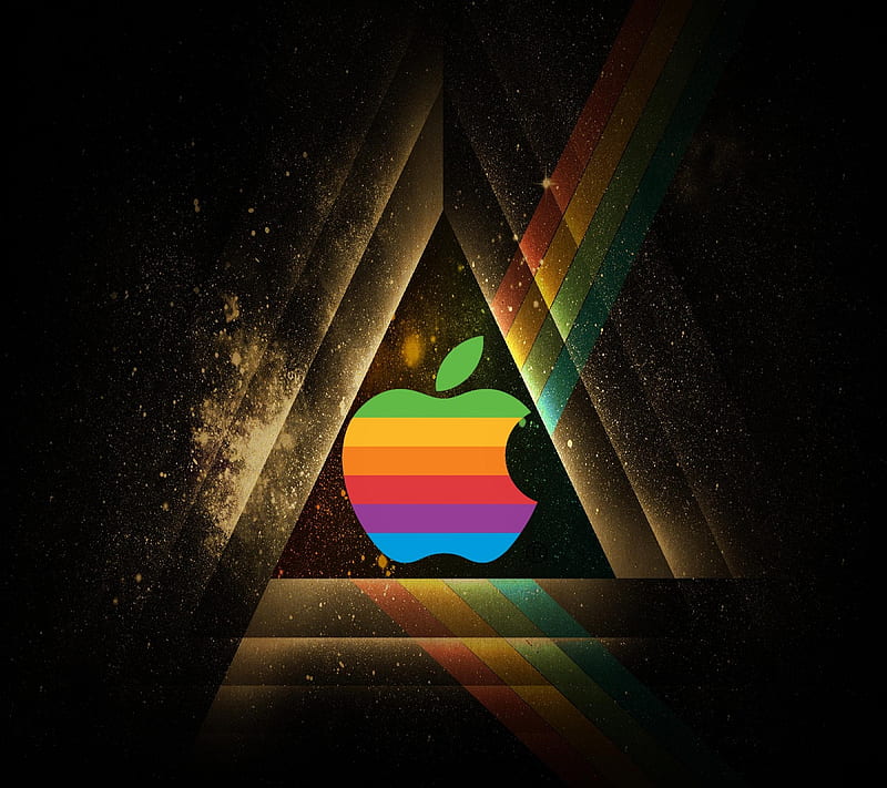 Apple logo, abstract, amazing, colors, cool, effect, paint, rainbow, HD wallpaper
