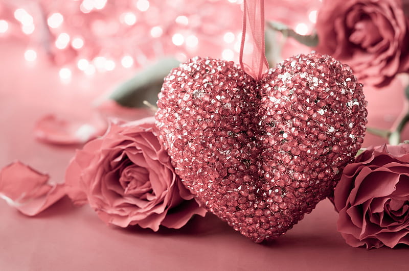 romantic, rose, pink, heart, HD wallpaper