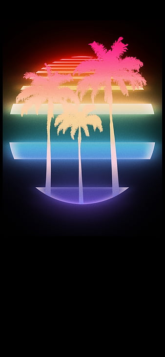 Sunset Synthwave Retrowave Palm Tree Mountain 4K Wallpaper iPhone HD Phone  #7051k