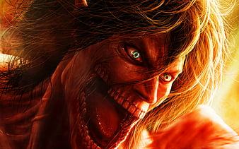 Evil Eren Yeager Attack on Titan, fire, manga, Shingeki No Kyojin, green eyes, Eren Yeager, Attack on Titan characters, Eren Yeager Attack on Titan, HD wallpaper