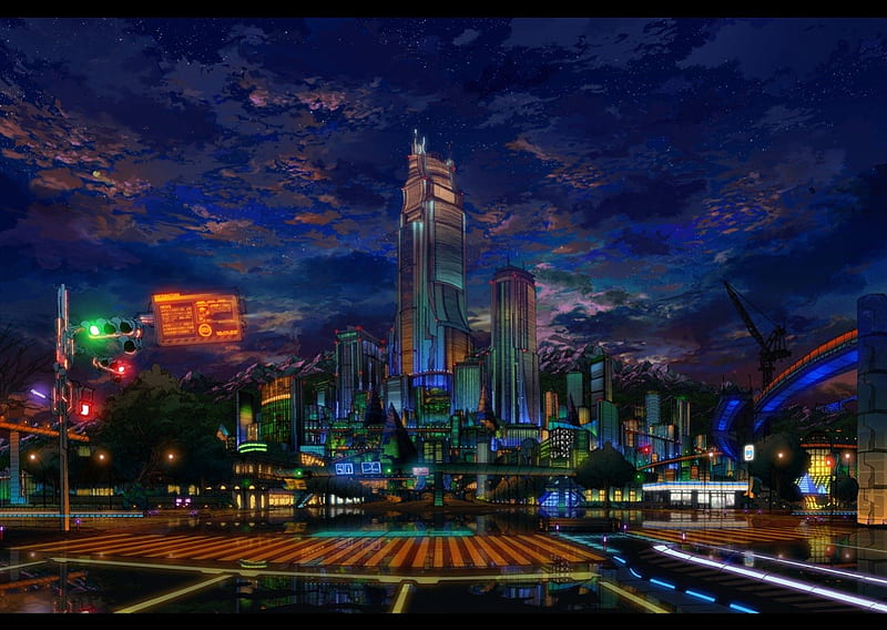 Sunset Landscapes Buildings Cities Anime City Skyline HD wallpaper   Pxfuel