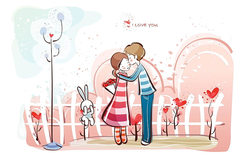 kissing couple-Romantic Valentines Day Vector album, HD wallpaper