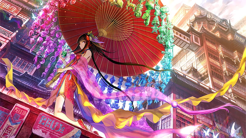 Traditional Dress Girl Anime, anime-girl, anime, artist, artwork, digital-art, HD wallpaper