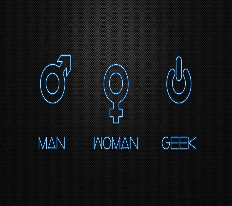 Sign, geek, man, woman, HD wallpaper