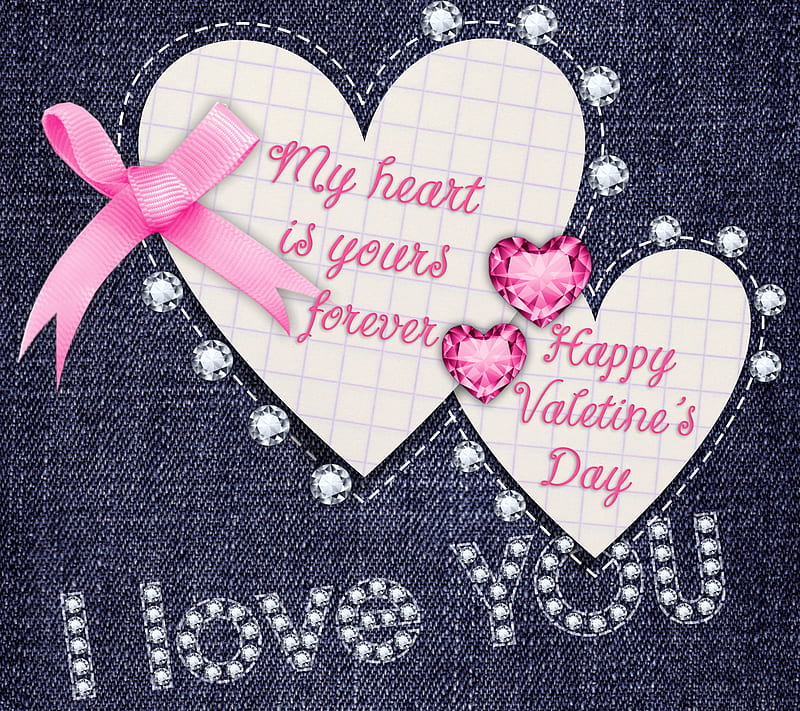 Valentines by Marika, diamonds, heart, jeans, love, valentine, HD wallpaper