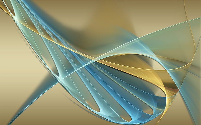 Golden Symphony, swirls, gold, apo, blue, HD wallpaper