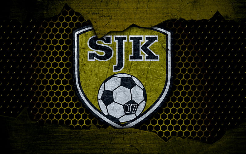 Seinajoen Jalkapallokerho logo, Veikkausliiga, soccer, football club, Finland, SJK, grunge, metal texture, Seinajoen Jalkapallokerho FC, HD wallpaper
