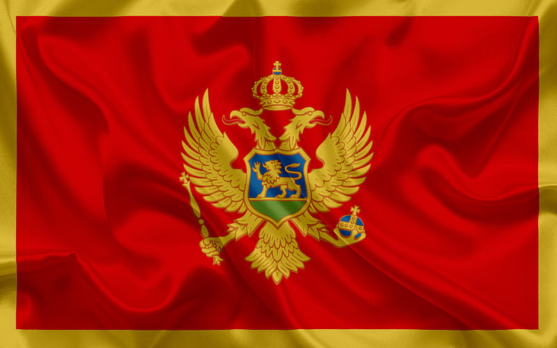 Flag of Montenegro, Europe, red flag, coat of arms, Montenegro, HD wallpaper