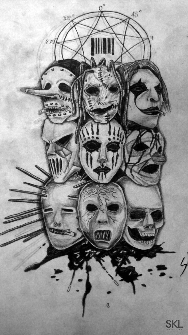 Slipknot drawing, skull, skulls, scary, dead, slipknot, emo, HD phone  wallpaper | Peakpx
