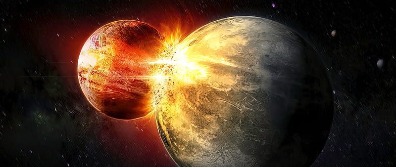 Collision of Planets Resolution , Space , , and Background, Planetary Collision, HD wallpaper