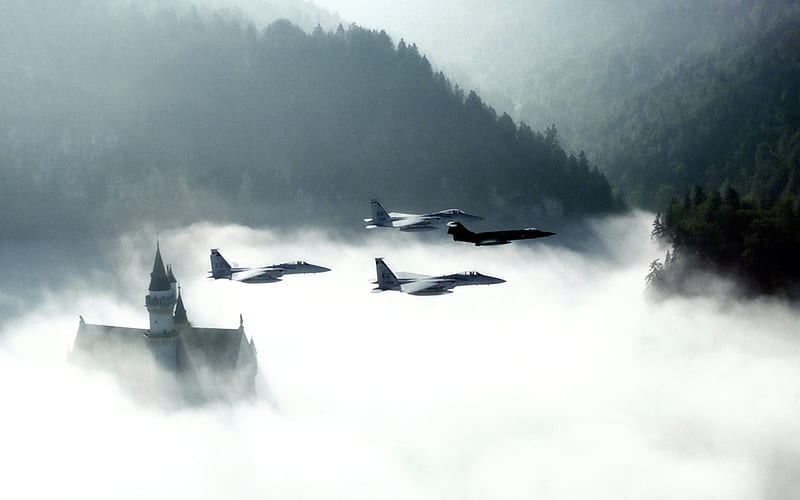 DRACULA'S FLY BY, a fly by, Entropy, f-104 f-15, HD wallpaper