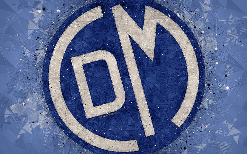 Deportivo Municipal FC geometric art, logo, Peruvian football club, blue abstract background, emblem, Lima, Peru, football, creative art, Peruvian Primera Division, HD wallpaper