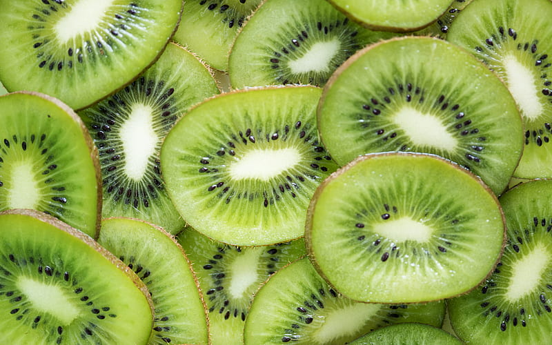 Background with kiwi, fruit background, kiwi, fruits, green background with kiwi, HD wallpaper