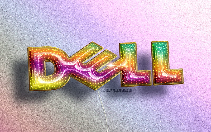 Dell logo, colorful realistic balloons, brands, colorful backgrounds, Dell 3D logo, creative, Dell, HD wallpaper