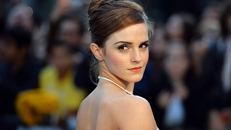 Emma Watson, brunettes, graphy, close up, halter top, actress, HD wallpaper