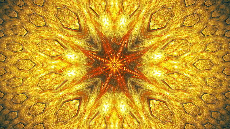 Bright Yellow Fractal Pattern Trippy, HD wallpaper