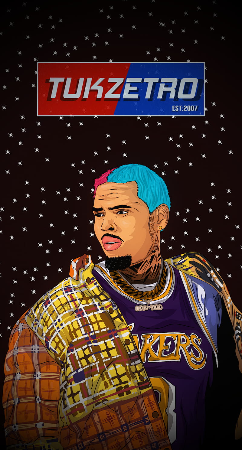 Chris Brown, art, basketball, jacket, lakers, tukzetro, tuzetroarts, HD phone wallpaper