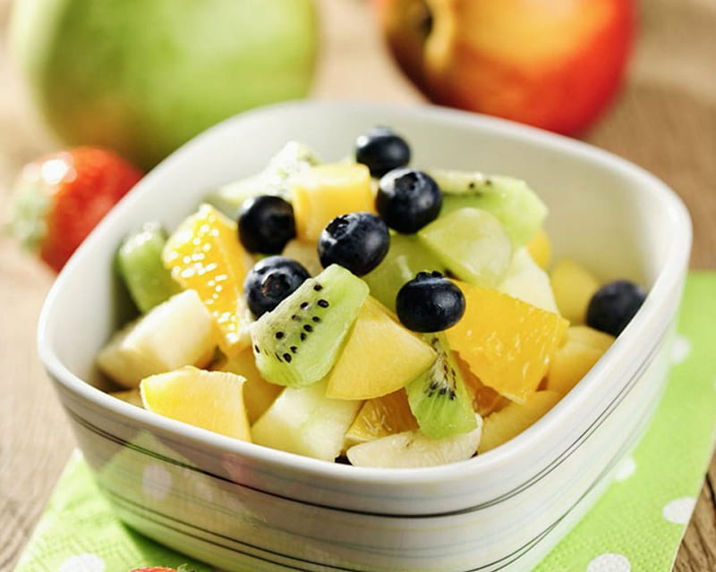 Fruit Salad, salad, fruits, bowl, healthy, HD wallpaper