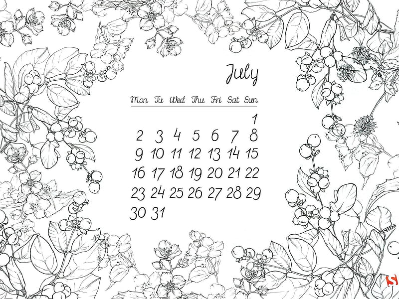floral thing-July 2012 calendar, HD wallpaper